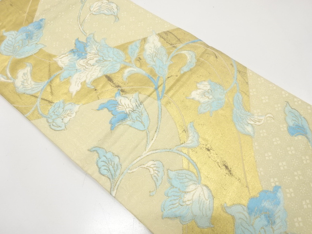 JAPANESE KIMONO / ANTIQUE FUKURO OBI / SILK / WOVEN STREAM & CHINESE FLOWERS